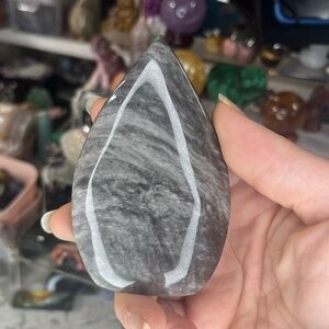 Silver Obsidian teardrop